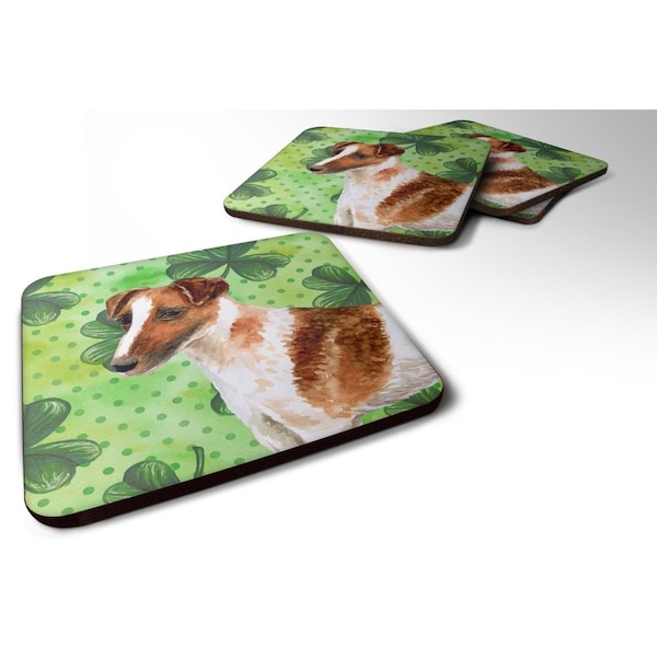 Carolines Treasures Smooth Fox Terrier St Patricks Foam Coaster - Set of 4 - BB9821FC