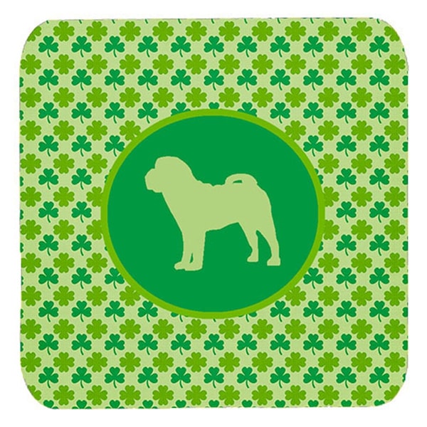 Carolines Treasures Shar Pei Lucky Shamrock Foam Coasters- Set of 4 - SDK1124-C-FC