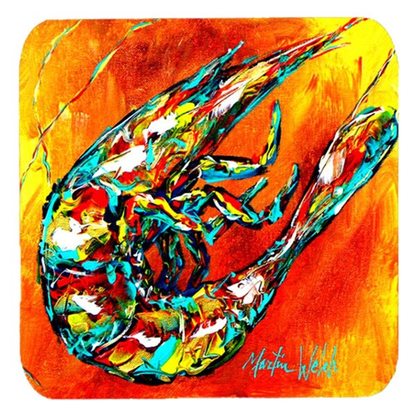 Carolines Treasures Shrimp Warming Up Foam Coasters- Set of 4 - MW1076FC