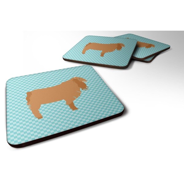 Carolines Treasures American Lamancha Goat Blue Check Foam Coaster, Set of 4 - BB8059FC