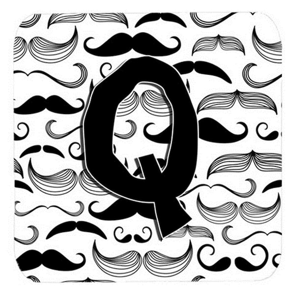 Carolines Treasures Letter Q Moustache Initial Foam Coasters- Set of 4 - CJ2009-QFC