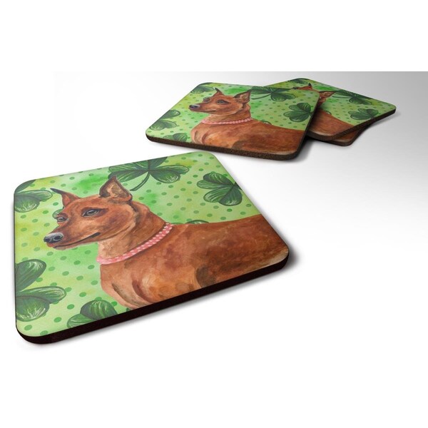 Carolines Treasures Miniature Pinscher St Patricks Foam Coaster - Set of 4 - BB9830FC