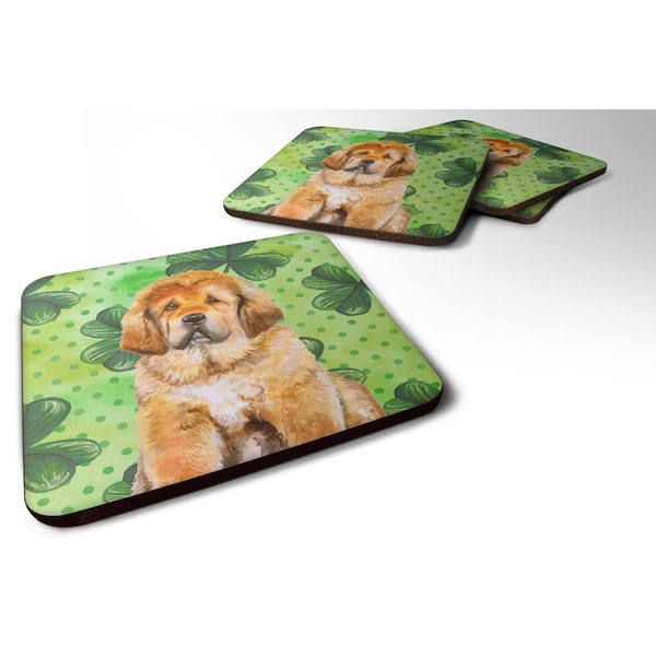 Carolines Treasures Tibetan Mastiff St.Patricks Foam Coaster, 3.5 x 3.5 in. - Set of 4 - BB9895FC
