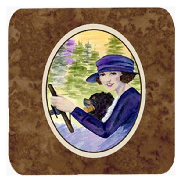 Carolines Treasures Lady Driving With Her Pomeranian Foam Coasters- Set of 4 - SS8538FC