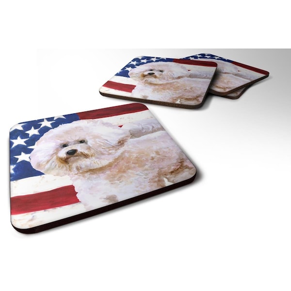 Carolines Treasures Bichon Frise No.2 Patriotic Foam Coaster, 3.5 x 3.5 in. - Set of 4 - BB9705FC