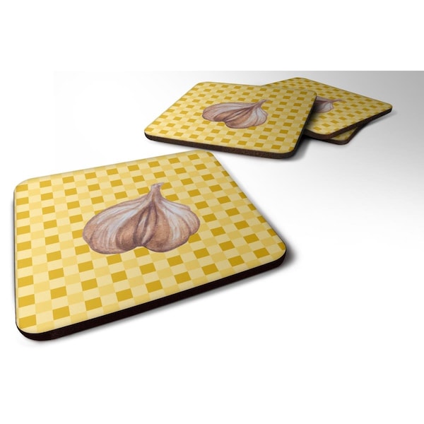 Carolines Treasures Garlic on Basketweave Foam Coasters - Set of 4 - BB7202FC