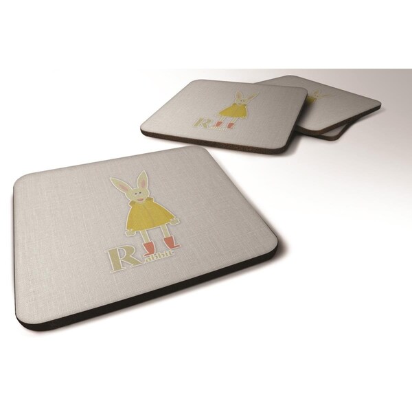 Carolines Treasures Alphabet R For Rabbit Foam Coasters - Set of 4 - BB5743FC