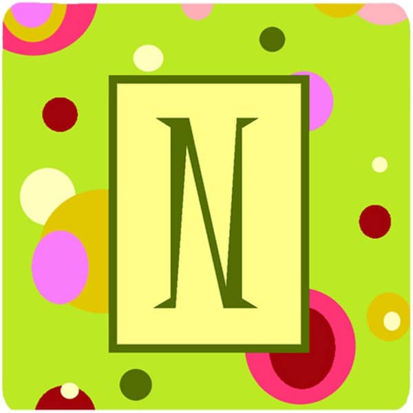 Carolines Treasures Monogram - Green Foam Coasters Initial Letter N- Set of 4 - CJ1010-NFC