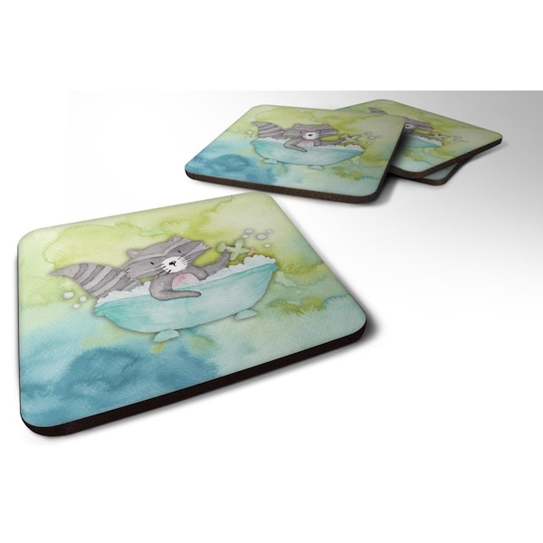 Carolines Treasures Raccoon Bathing Watercolor Foam Coasters - Set of 4 - BB7345FC
