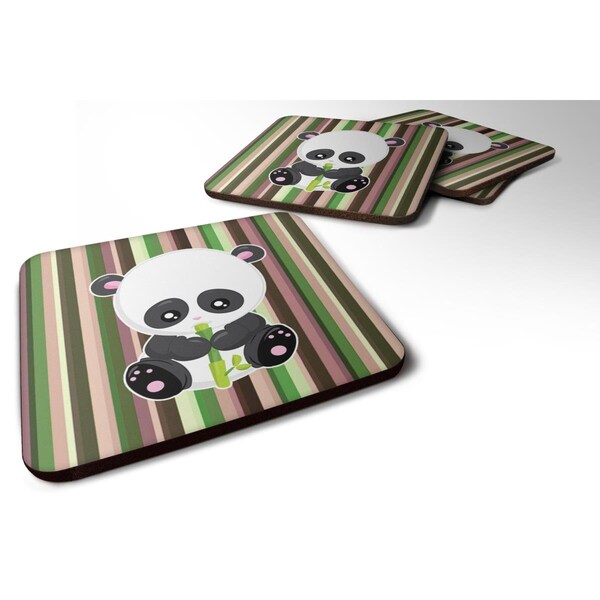 Carolines Treasures Bamboo Flute Panda Foam Coasters - Set of 4 - BB6803FC