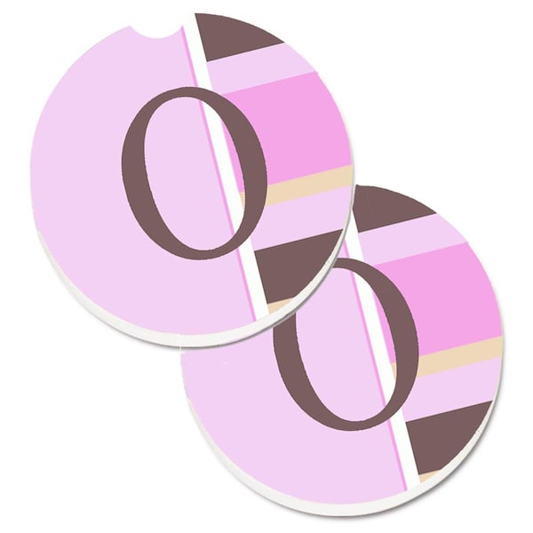Carolines Treasures Letter O Initial Monogram Pink Stripes Cup Holder Car Coaster, 2PK - CJ1005-OCARC