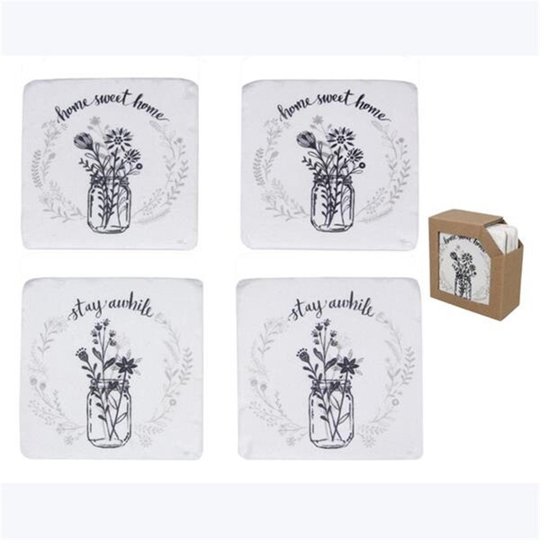 Desorden 4.02 in. Resin Floral Design Coaster Set - DE4265966