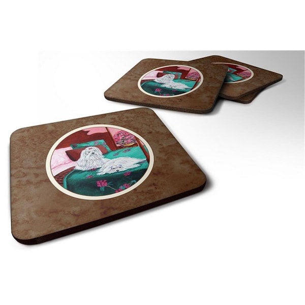 Carolines Treasures Maltese and Puppy Waiting on You Foam Coaster, Set of 4 - 7110FC