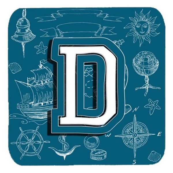 Carolines Treasures Letter D Sea Doodles Initial Alphabet Foam Coasters- Set of 4 - CJ2014-DFC