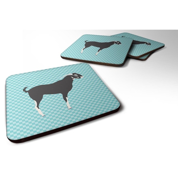 Carolines Treasures Black Bengal Goat Blue Check Foam Coaster, Set of 4 - BB8058FC