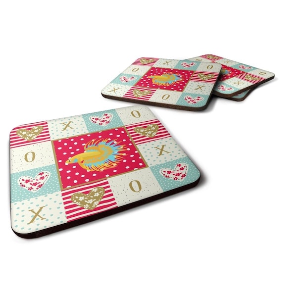 Carolines Treasures 3.5 x 3.5 in. Crown Tail Betta Love Foam Coaster, 4PK - CK5484FC