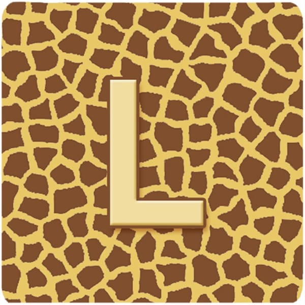 Carolines Treasures Monogram - Giraffe Foam Coasters- Initial Letter L, 3.5 x 3.5 in., 4PK - CJ1025-LFC