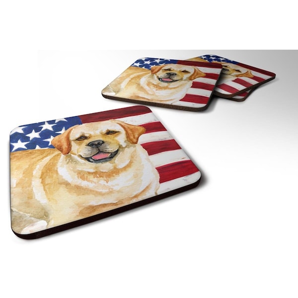 Carolines Treasures Golden Retriever Patriotic Foam Coaster, 3.5 x 3.5 in. - Set of 4 - BB9664FC