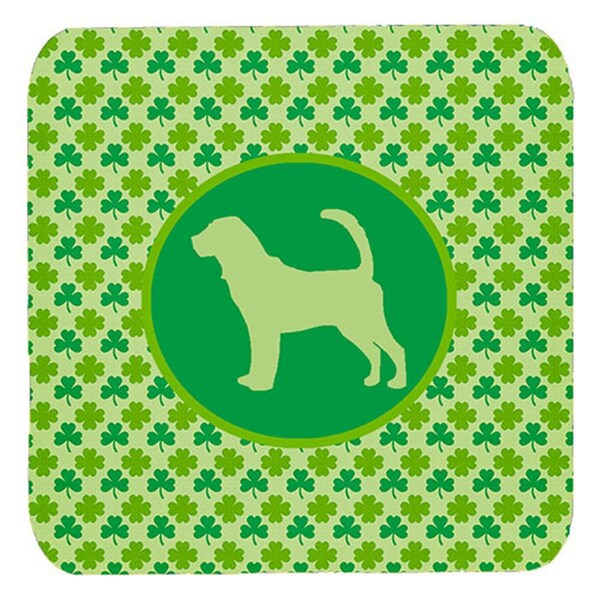 Carolines Treasures Bloodhound Lucky Shamrock Foam Coasters- Set of 4 - SDK1014-C-FC