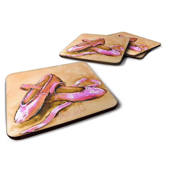 Carolines Treasures Ballet Shoes Brown & Pink Foam Coasters - Set of 4 - MW1304FC
