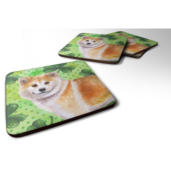 Carolines Treasures Shiba Inu St.Patricks Foam Coaster, 3.5 x 3.5 in. - Set of 4 - BB9852FC