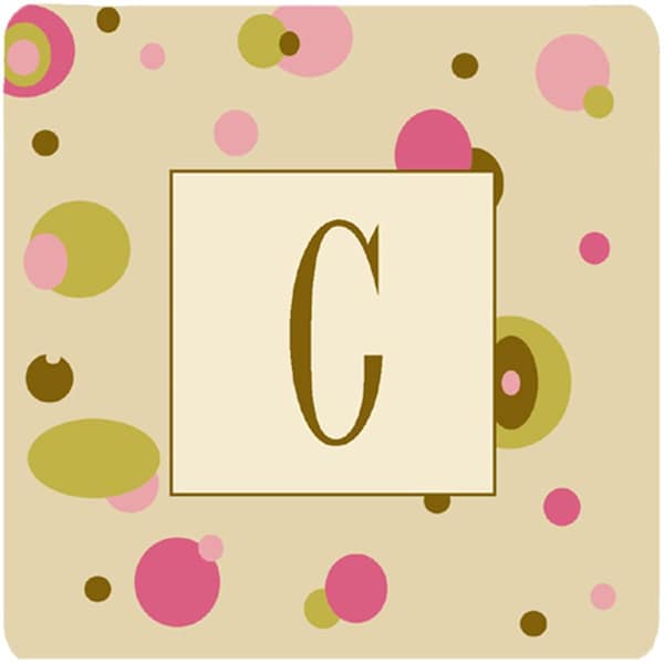 Carolines Treasures Monogram - Tan Dots Foam Coasters Initial Letter C- Set of 4 - CJ1004-CFC