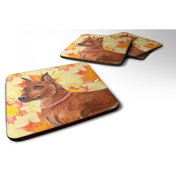 Carolines Treasures Miniature Pinscher Fall Foam Coaster, 3.5 x 3.5 in. - Set of 4 - BB9917FC