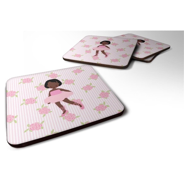 Carolines Treasures Ballerina African American Short Hair Foam Coaster, Set of 4 - BB5190FC