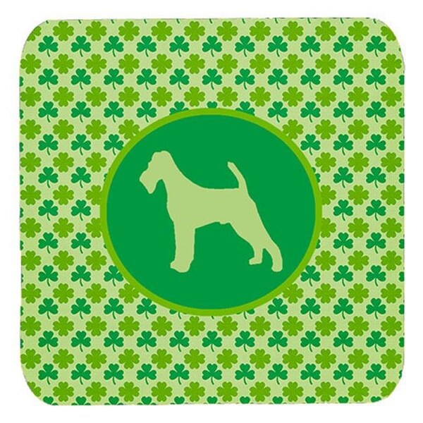 Carolines Treasures Carolines Treasures SDK1039-C-FC Irish Terrier Lucky Shamrock Foam Coasters; Set Of 4 - SDK1039-C-FC