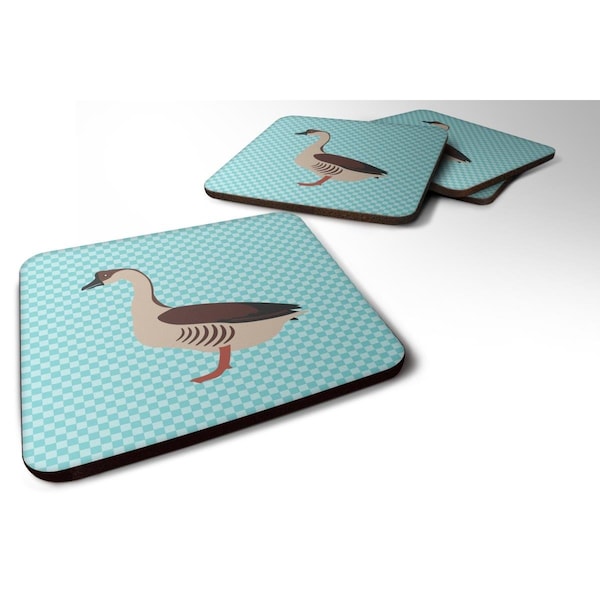 Carolines Treasures Chinese Goose Blue Check Foam Coaster, Set of 4 - BB8070FC