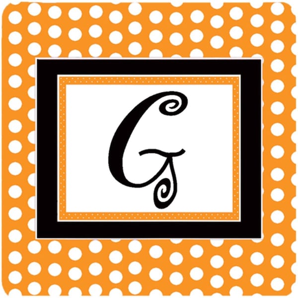 Carolines Treasures Set of 4 Monogram - Orange Polkadots Foam Coasters Initial Letter G - CJ1033-GFC