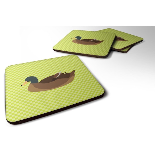 Carolines Treasures Khaki Campbell Duck Green Foam Coaster, Set of 4 - BB7692FC