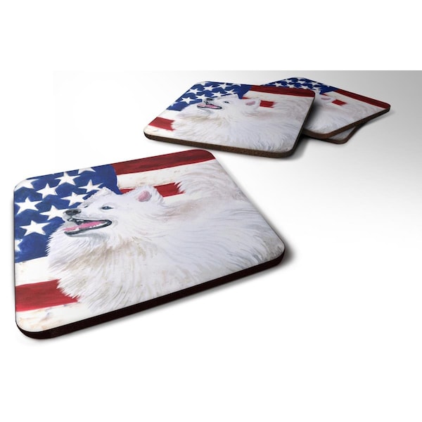 Carolines Treasures Samoyed Patriotic Foam Coaster, 3.5 x 3.5 in. - Set of 4 - BB9691FC
