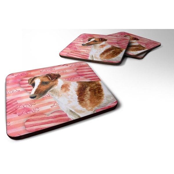Carolines Treasures Smooth Fox Terrier Love Foam Coaster - Set of 4 - BB9734FC