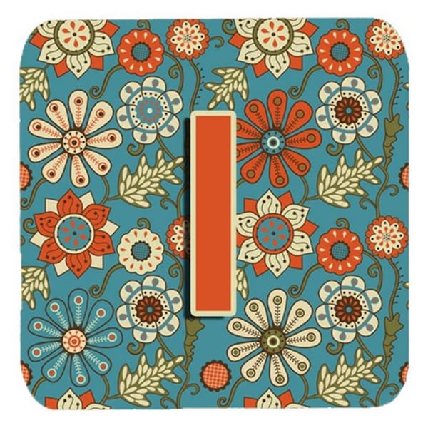 Carolines Treasures Letter I Flowers Retro Blue Foam Coasters- Set of 4 - CJ2012-IFC