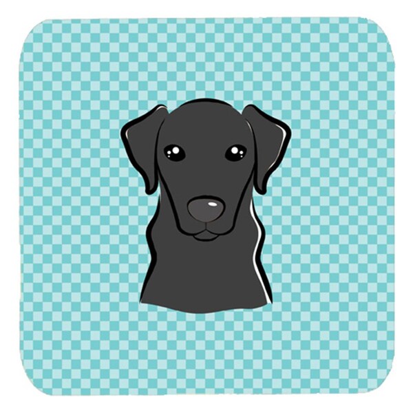 Carolines Treasures 3.5 x 3.5 In. Checkerboard Blue Black Labrador Foam Coasters- Set of 4 - BB1173FC