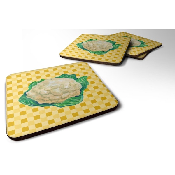 Carolines Treasures Cauliflower on Basketweave Foam Coasters - Set of 4 - BB7190FC