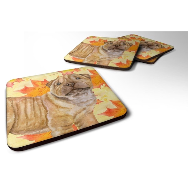 Carolines Treasures Shar Pei Puppy Fall Foam Coaster, Set of 4 - BB9980FC