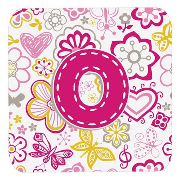 Carolines Treasures Letter O Flowers And Butterflies Pink Foam Coasters- Set of 4 - CJ2005-OFC