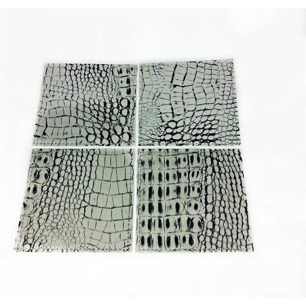 Red Pomegranate Red Pomegranate 115-2 Crock 4 x 4 in. Nile Grey Coaster - Set of 4 - 115-2