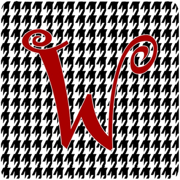 Carolines Treasures Set of 4 Monogram - Houndstooth Black Foam Coasters Initial Letter W - CJ1035-WFC