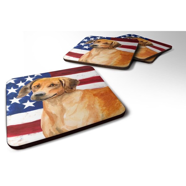 Carolines Treasures Rhodesian Ridgeback Patriotic Foam Coaster, 3.5 x 3.5 in., 4PK - BB9676FC