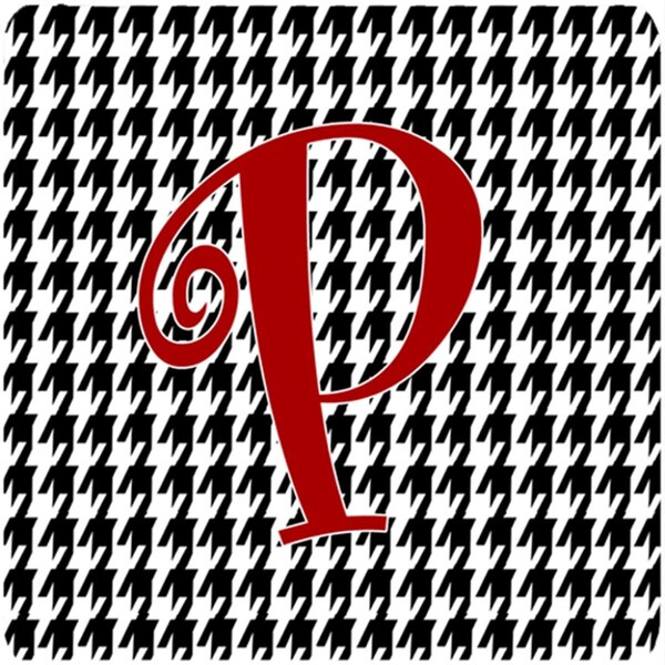 Carolines Treasures Set of 4 Monogram - Houndstooth Black Foam Coasters Initial Letter P - CJ1035-PFC
