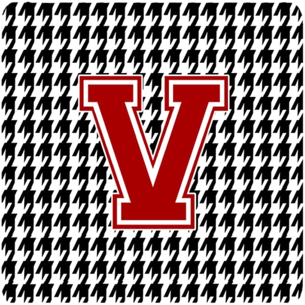 Carolines Treasures Monogram - Houndstooth Foam Coasters Initial V- Set of 4 - CJ1021-VFC