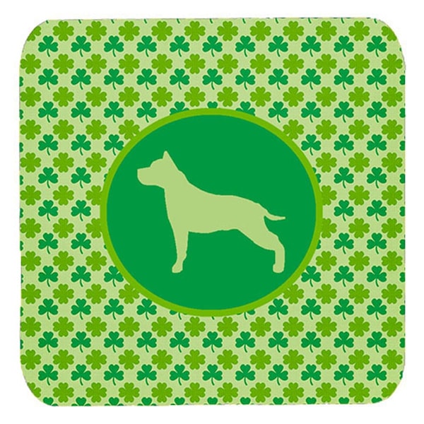 Carolines Treasures American Staffordshire Lucky Shamrock Foam Coasters- Set of 4 - SDK1007-C-FC