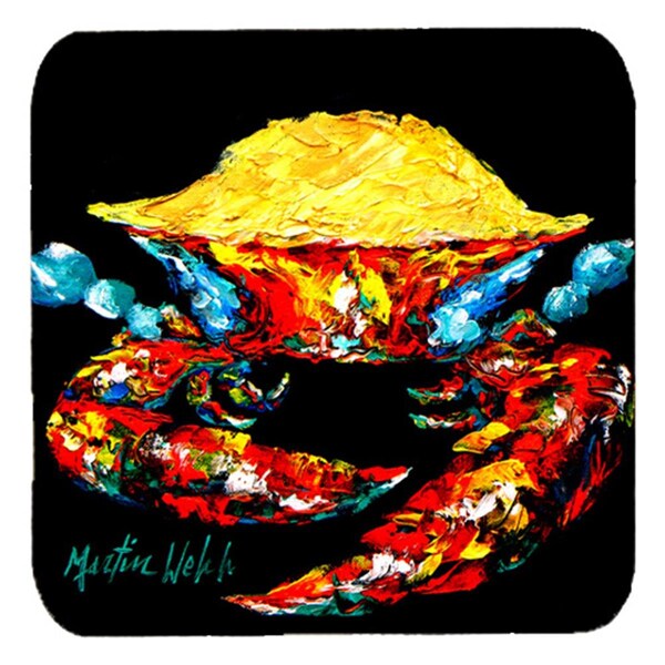 Carolines Treasures Crab Black Gold Foam Coasters- Set of 4 - MW1010FC