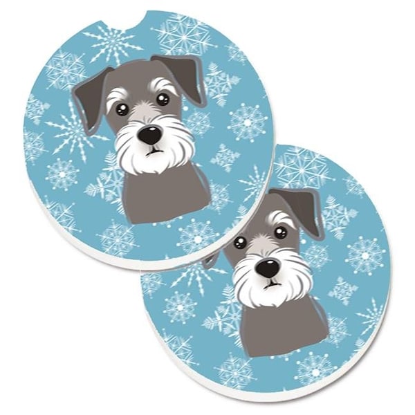 Carolines Treasures Carolines Treasures BB1640CARC Snowflake Schnauzer Set of 2 Cup Holder Car Coaster - BB1640CARC