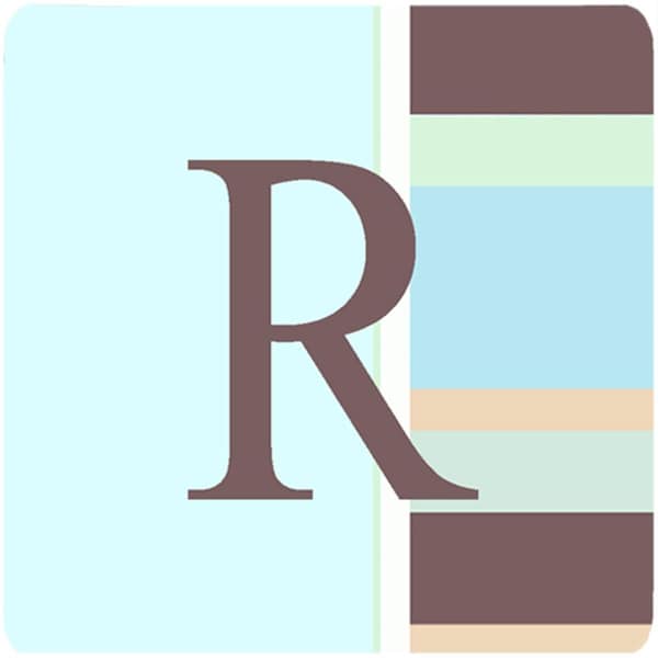 Carolines Treasures Monogram - Blue Stripes Foam Coasters Initial Letter R- Set of 4 - CJ1003-RFC