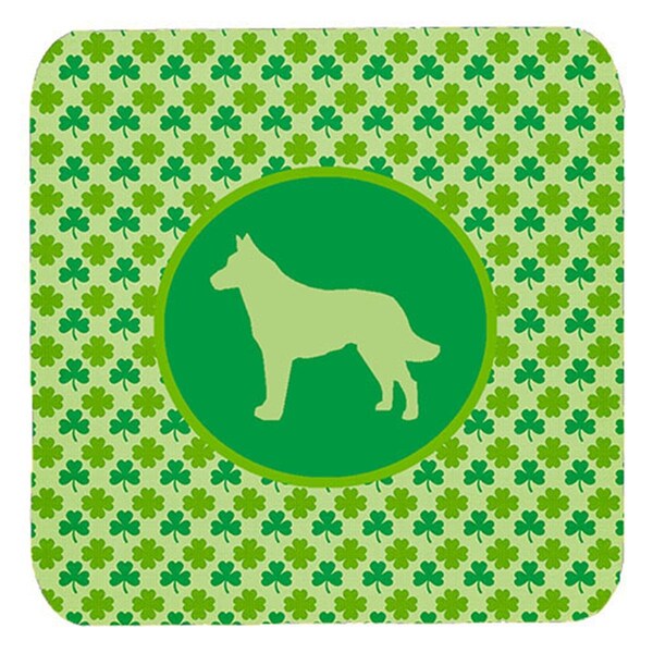 Carolines Treasures Malinois Lucky Shamrock Foam Coasters- Set of 4 - SDK1114-C-FC