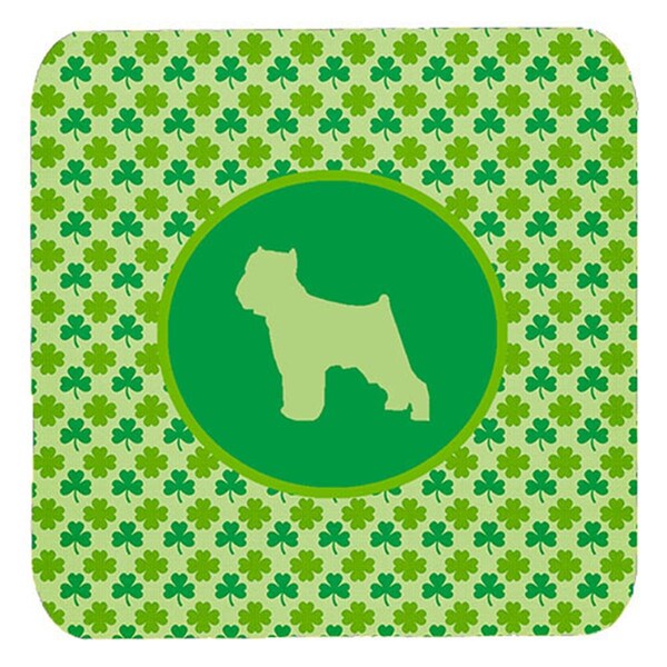 Carolines Treasures Brussels Griffon Lucky Shamrock Foam Coasters- Set of 4 - SDK1096-C-FC